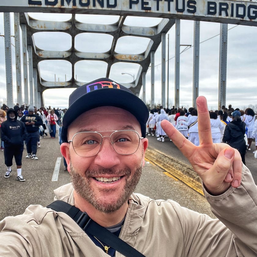Blue Moreno on the Edmund Pettus Bridge